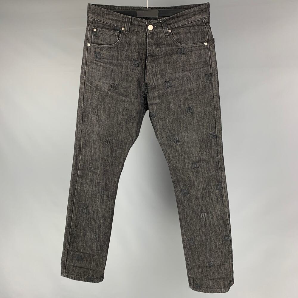 MISBHV Size 29 Black Embroidery Cotton Button Fly Jeans